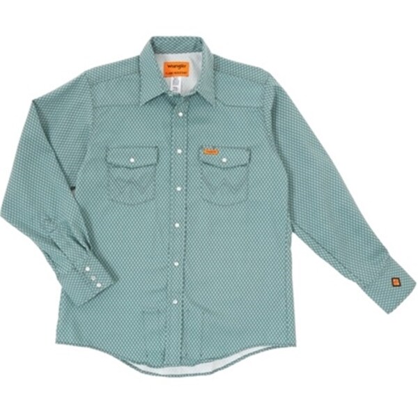 Wrangler Snap Front FR Workshirt in Green Geo Plaid